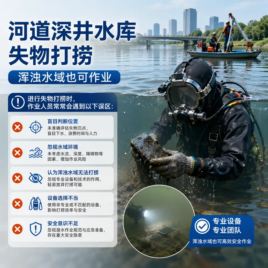 河道深井水库失物打捞，浑浊水域也可作业瑞金